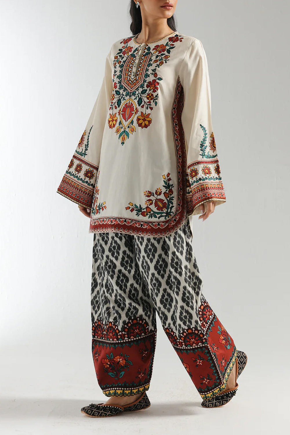 Stitched 2 Piece Printed Shirt & Printed Trouser - Design 01