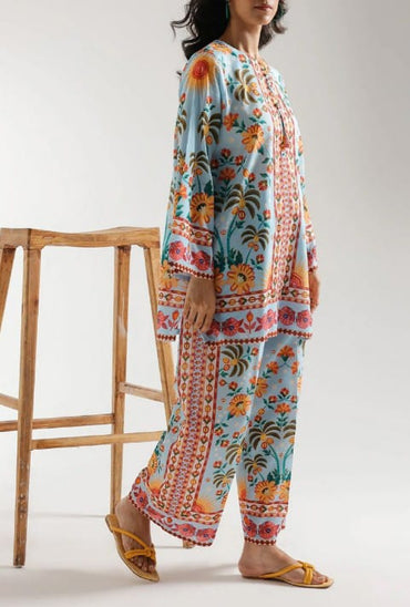 Stitched 2 Piece Printed Shirt & Printed Trouser - Design 06