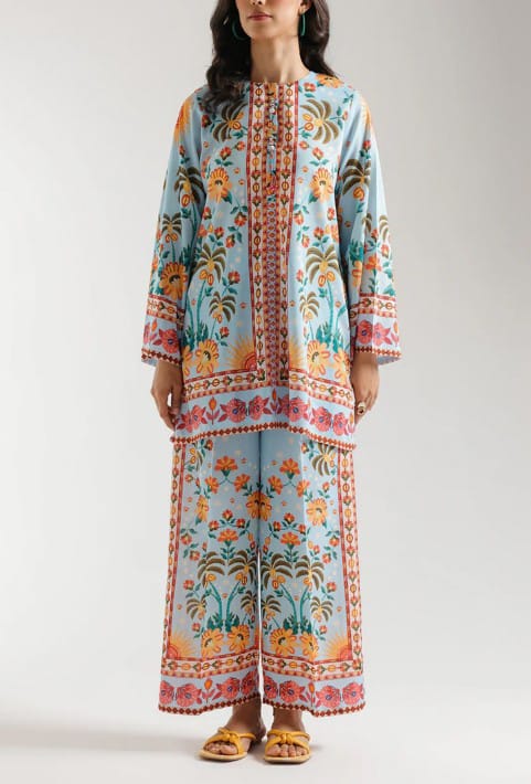 Stitched 2 Piece Printed Shirt & Printed Trouser - Design 06