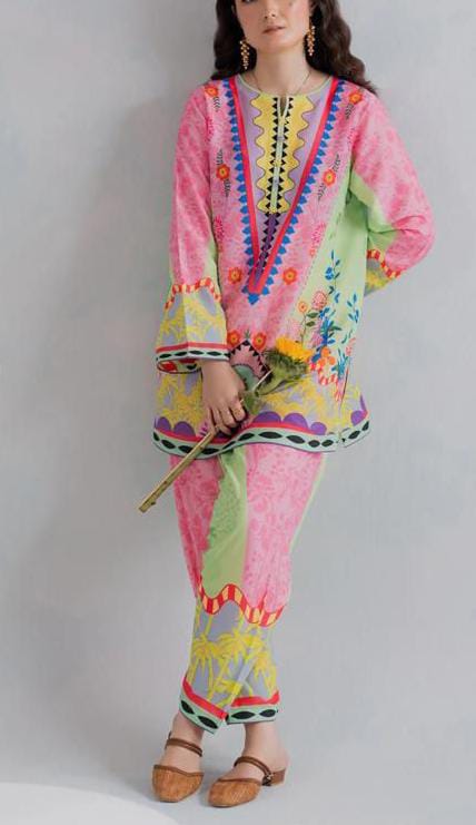 Stitched 2 Piece Printed Shirt & Printed Trouser - Design 14