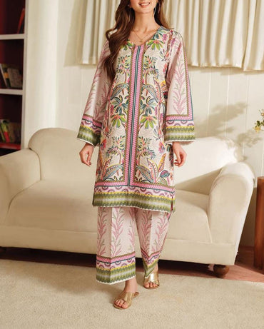 Stitched 2 Piece Printed Shirt & Printed Trouser - Design 15