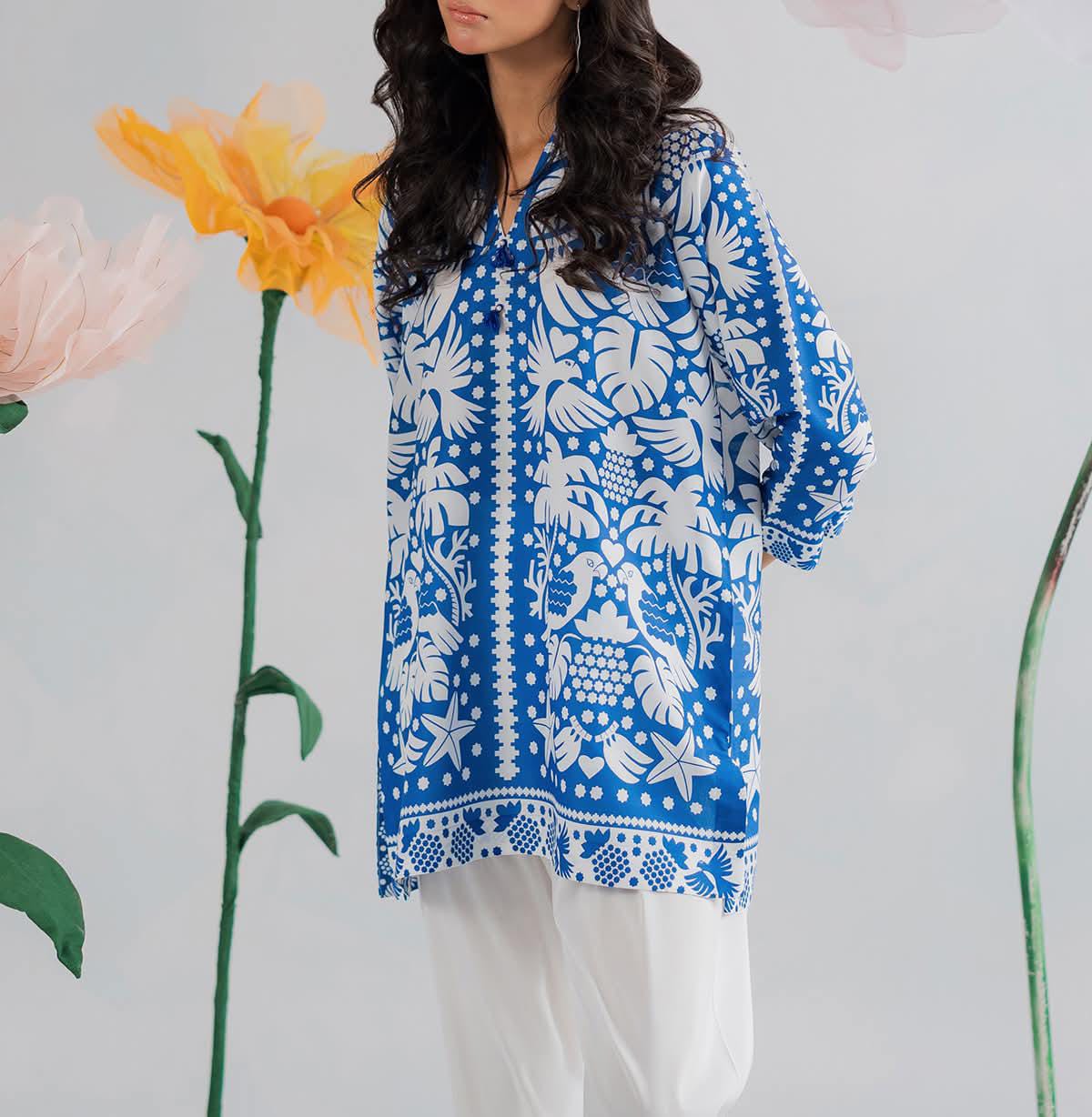 Stitched 2 Piece Printed Shirt & Printed Trouser - Design 16