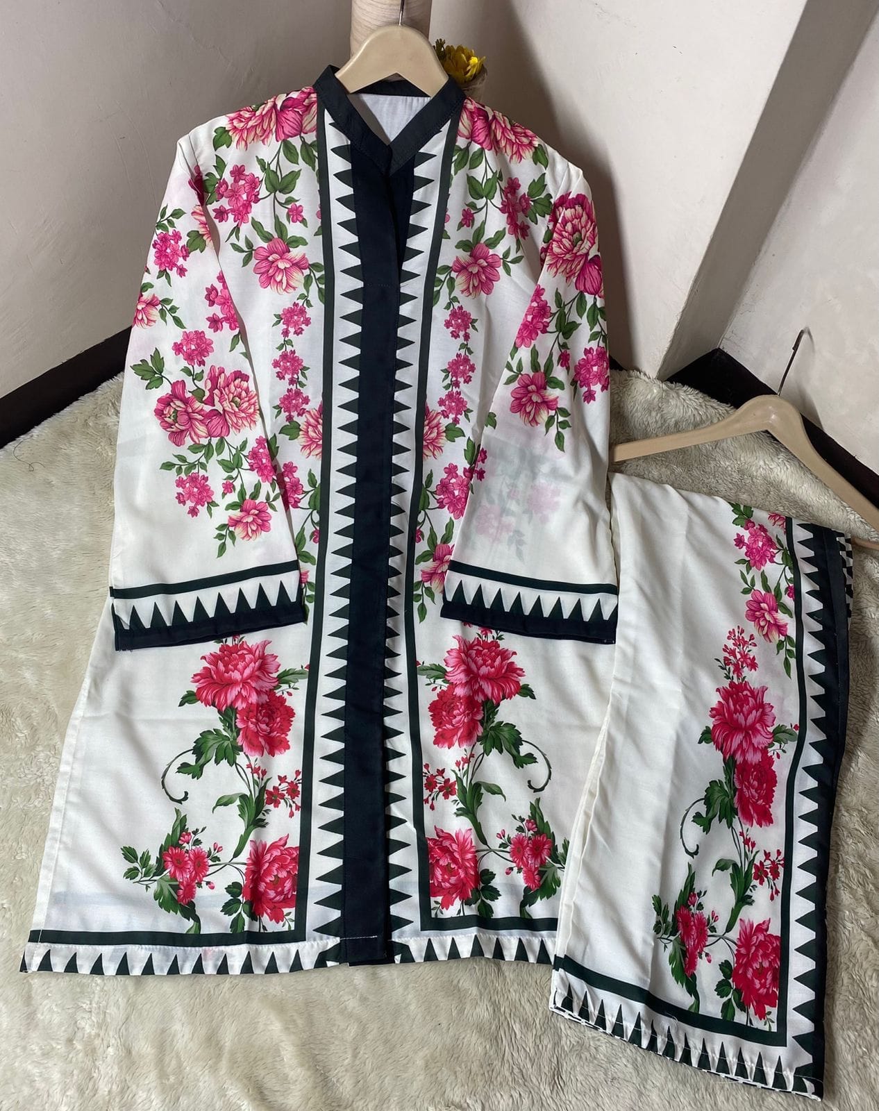 Stitched 2 Piece Printed Shirt & Printed Trouser -Design 11