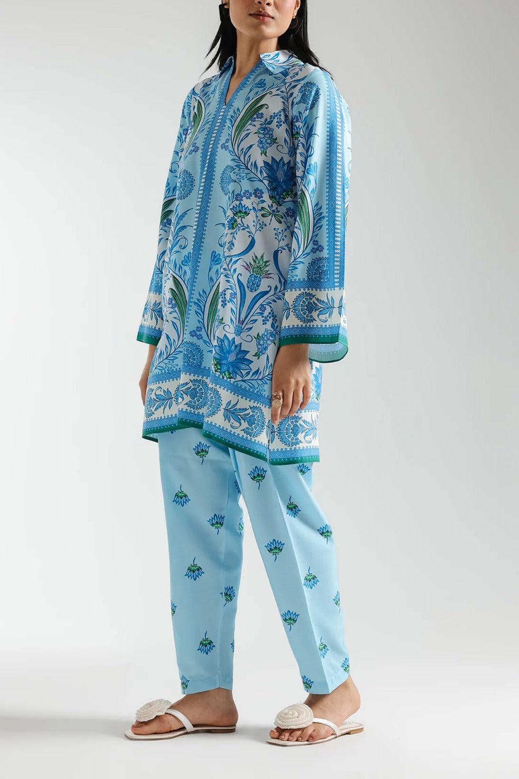 Stitched 2 Piece Printed Shirt & Printed Trouser - Design 02