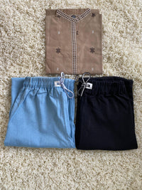 Stitched 2 Piece Embroided Royal Cotton Top with Baggy Jeans - Design 2