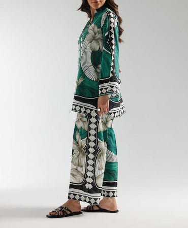 Stitched 2 Piece Printed Shirt & Printed Trouser -Design 17