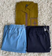 Stitched 2 Piece Embroided Royal Cotton Top with Baggy Jeans