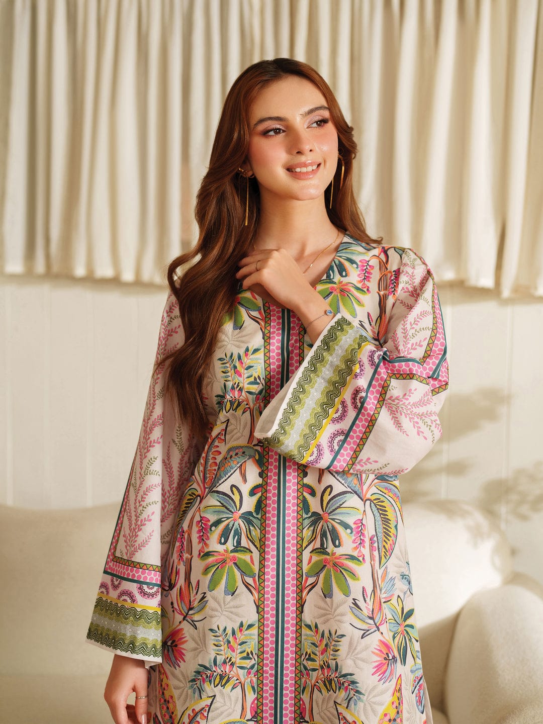 Stitched 2 Piece Printed Shirt & Printed Trouser - Design 15