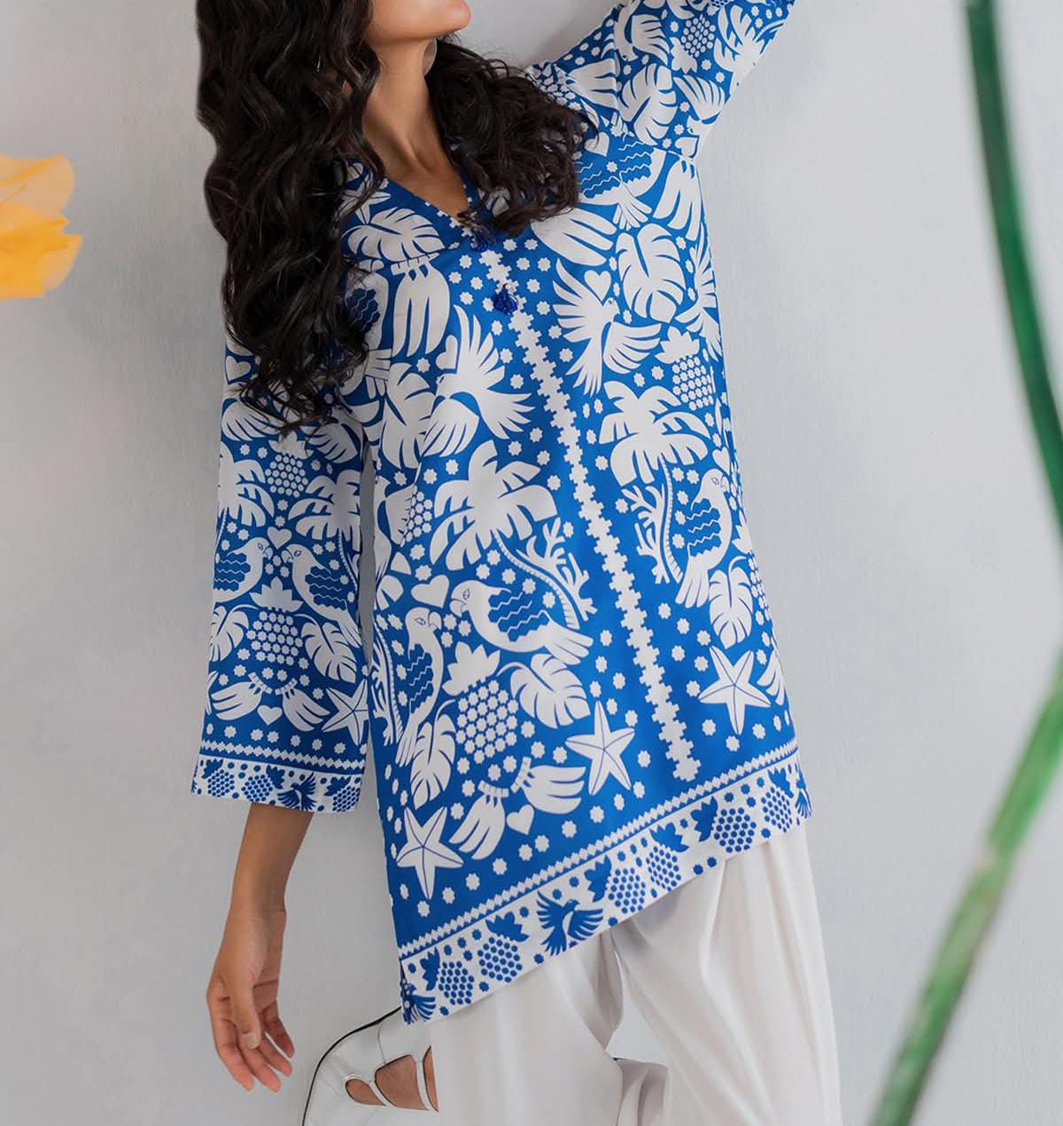 Stitched 2 Piece Printed Shirt & Printed Trouser - Design 16